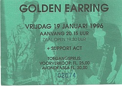 Golden Earring show ticket#2074 January 19 1996 Arnhem - Rijnhal